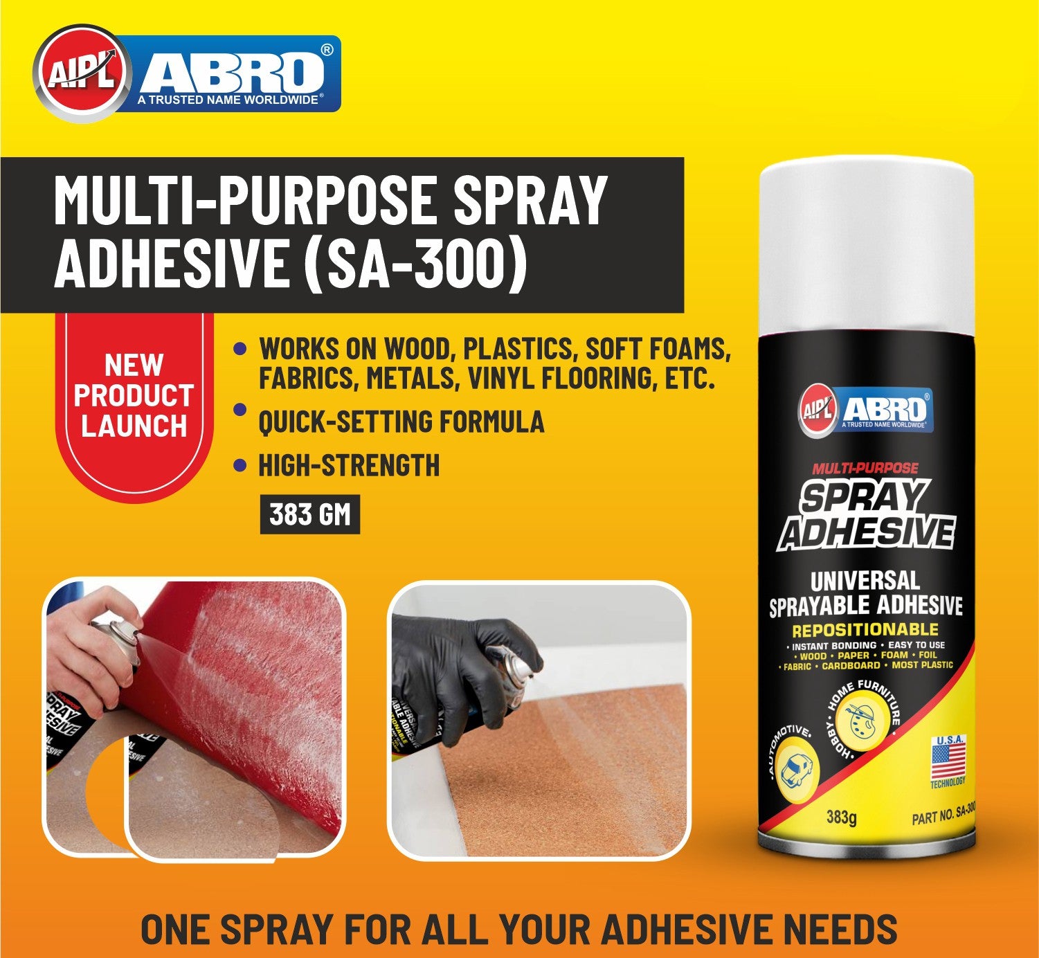 ABRO Heavy Duty Spray Adhesive, Multipurpose and Repositionable Adhesi –  Shopee