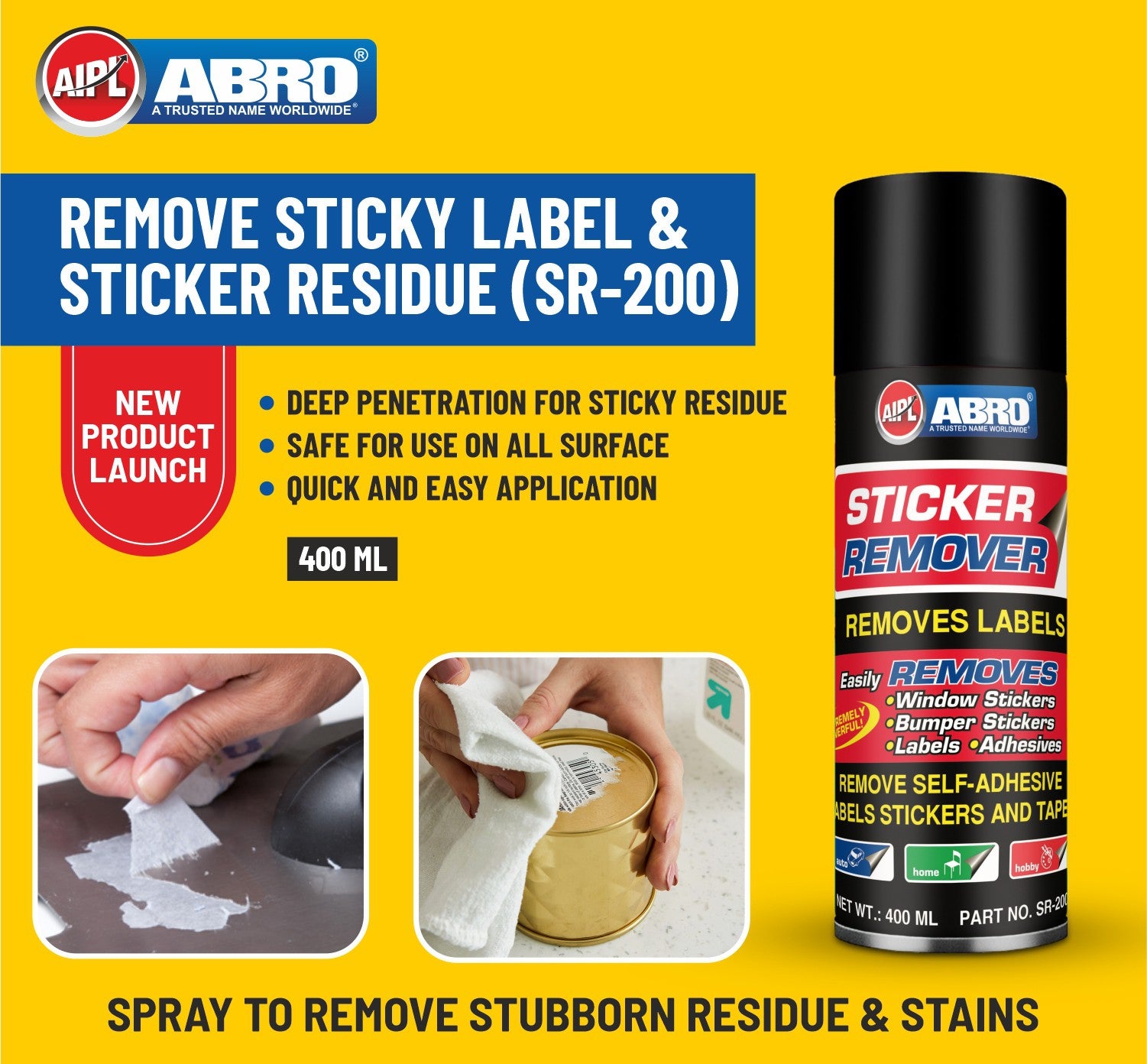 ABRO Adhesive Remover Surface Safe Removes Stickers,Decals,Glue,Tar -S –  Shopee